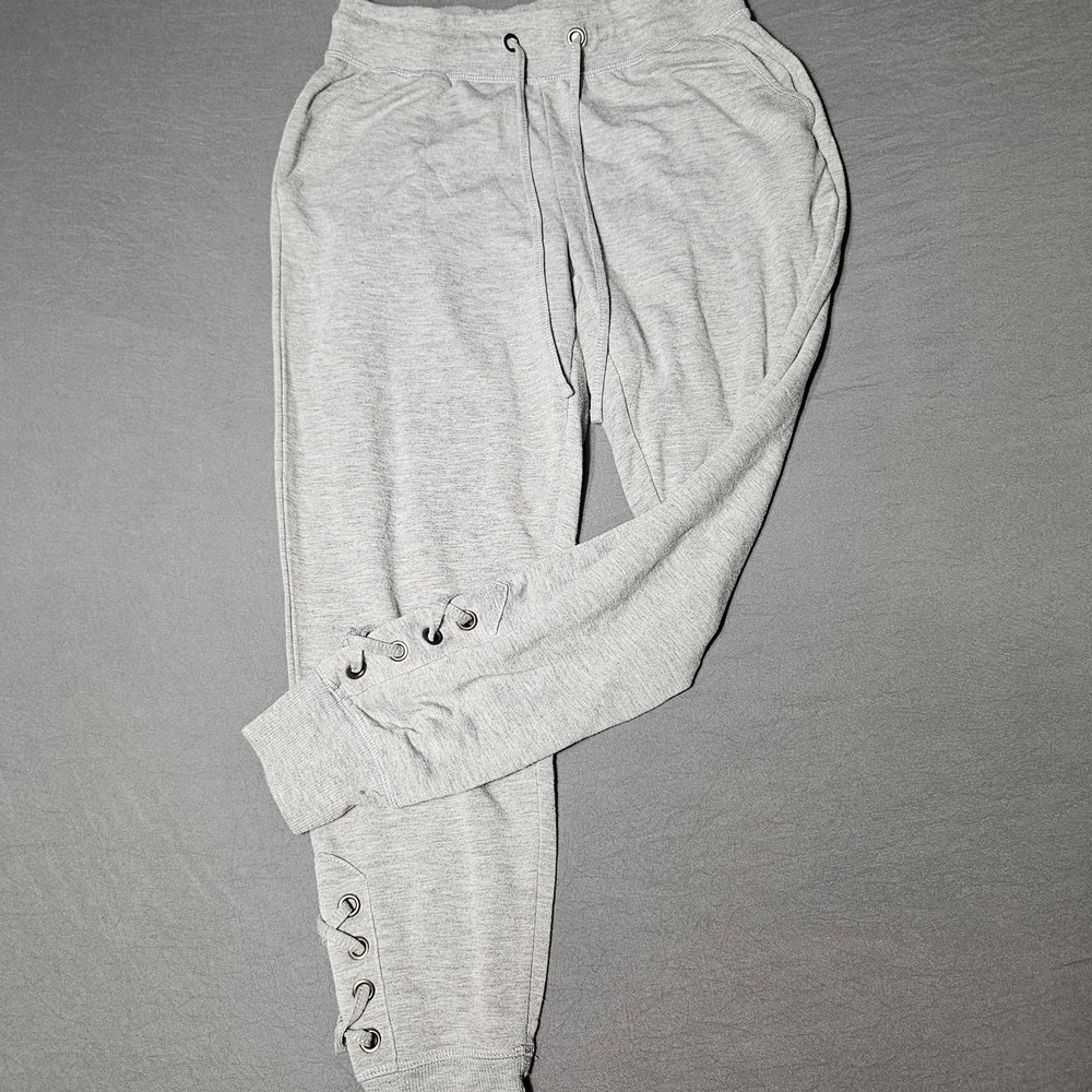 Harmony & Balance Womens Jogger Sweatpants Small Grey Lace Up Cuff
